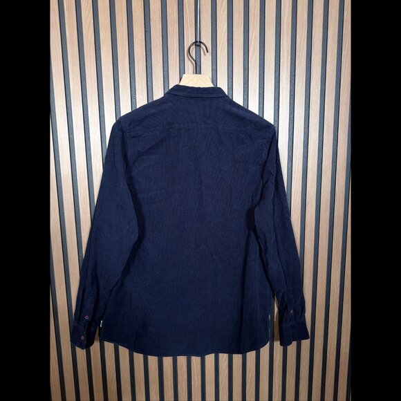 Banks Journal Shirt Small Mens Blue Corduroy Button Down Long Sleeve Pocket - Picture 2 of 7